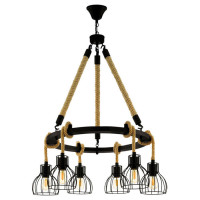 43194 Подвес RAMPSIDE, 6х28W(E27), ?760, H1175, сталь, дерево, черный, коричневый