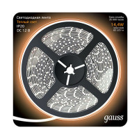 Лента Gauss LED 5050/60-SMD 14.4W 12V DC теплый белый (блистер 5м) 1/50, 312000114 Лента Gauss LED 5050/60-SMD 14.4W 12V DC теплый белый (блистер 5м) 1/50, 312000114