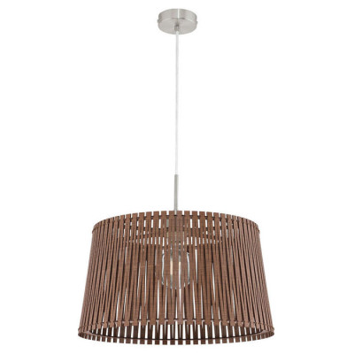 96199 Подвес SENDERO, 1х60W(E27), ?450, H1300, сталь, никель мат./дерево, темно-коричневый