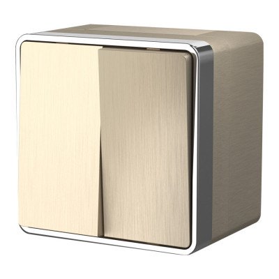 Werkel W5020210/ Выключатель двухклавишный влагозащищенный Gallant (шампань рифленый), a051045