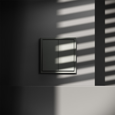 Выключатель с самовозвратом встраиваемый VOLTUM S70 двухклавишный 10А, (титан), VLS020606