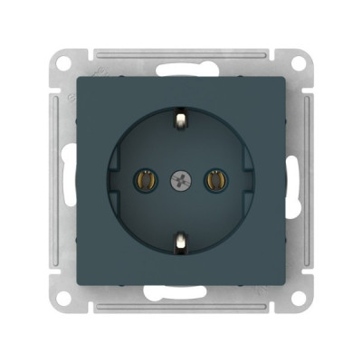 ATN000843S - ATLASDESIGN РОЗЕТКА с заземлением без шторок, 16А, мех., быстрозажим. клем., ИЗУМРУД, Systeme Electric