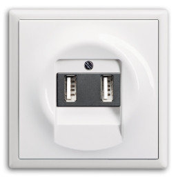 ABB USB зарядное устройство, вставка - белый, рамка - белый, серия Impus