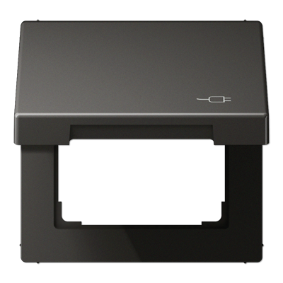 Рамка с подпружиненной крышкой для механизмов 50*50, с символом "Вилка", AL2990KLSOCAN