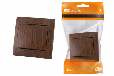 Выключатель 1 кл. с подсветкой 10А "ЭКО" (бук) "Таймыр" TDM Electric, SQ1814-0304