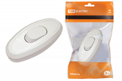 Выключатель на шнур 6А 250В белый TDM Electric, SQ1806-0021