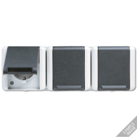 Тройная  горизонтальная SCHUKO-розетка 16A 250V ~; для накладного монтажа IP44, 8230NAW