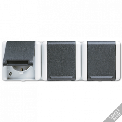 Тройная  горизонтальная SCHUKO-розетка 16A 250V ~; для накладного монтажа IP44, 8230NAW