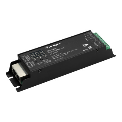 Декодер SMART-DMX-SUF (12-36V, 4x8A, RJ45) (Arlight, IP20 Металл, 5 лет), 028444