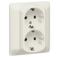 Legrand Двойная розетка - Galea Life - 2х2К+3 - винтовые клеммы - с защитными шторками - в сборе - pearl, 771531