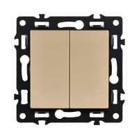 Выключатель кнопочный 2-клавишный 10А/250В, золотой Kollinger Asthetik AS-025GD