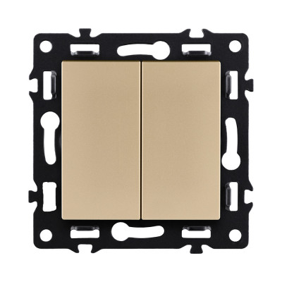 Выключатель кнопочный 2-клавишный 10А/250В, золотой Kollinger Asthetik AS-025GD