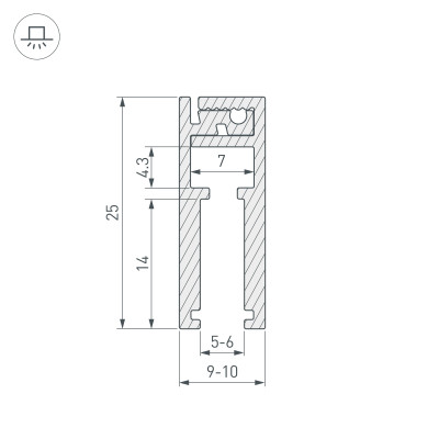Профиль KLUS-GLASS-56-2000 ANOD (Arlight, Алюминий), 019193