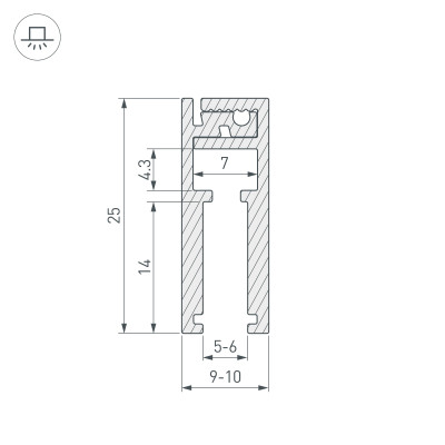 Профиль KLUS-GLASS-56-2000 ANOD (Arlight, Алюминий), 019193