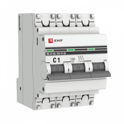 EKF PROxima ВА 47-63 Автоматический выключатель (С) 3P 1А 4,5kA