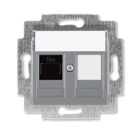 ABB EPJ Levit сталь / дымчатый чёрный Розетка компьютерная RJ45 кат,5e+заглуш,, сталь