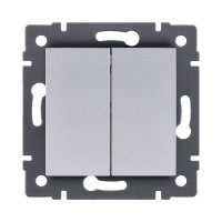 Выключатель 2-клавишный проходной 10А/250В, серый Kollinger REA-S-009GY для Aspekt, Eleganz, Reflex Выключатель 2-клавишный проходной 10А/250В, серый Kollinger REA-S-009GY для Aspekt, Eleganz, Reflex
