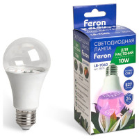 Лампа светодиодная для растений, А60 (10W) 230V E27, красно-синий спектр LB-7060, Feron 38275