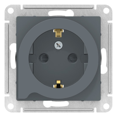 ATN000747 - AtlasDesign РОЗЕТКА с заземлением со шторками с выталк., 16А, механизм, ГРИФЕЛЬ