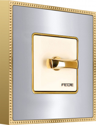 Fede Выключатель 1-клавишный, тумблерный, цвет бежевый - Bright Chrome + Bright Gold, серия Belle Epoque Metall