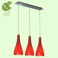 LUSSOLE RIMINI Подвесной светильник, цвет основания - хром, плафон - стекло (цвет - красный), 3x10W E27, GRLSF-1156-03