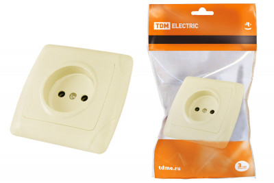 Розетка 2П 10А 250В сл. кость "Онега" TDM Electric, SQ1805-0044