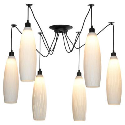 LUSSOLE SHIRLEY Люстра мультиплекс, цвет основания - черный, плафон - стекло (цвет - белый), 6x60W E27, LSP-8435