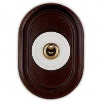 Fontini Выключатель 1-клавишный,  цвет белый,  тумблер - золото, рамка дерево орех,  Fontini, серия Venezia