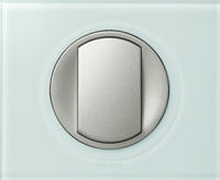 Legrand Выключатель 1-клавишный, вставка - титан,  материалы - Смальта Белая глина,серия Celiane