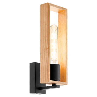 49698 Бра LITTLETON, 1x60W (E27), L110, H330, A115, сталь, черный/дерево, коричневый