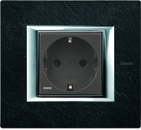 Розетка 2к+з, вставка - антрацит, прямоугольная рамка Axolute - ардезия Розетка 2к+з, вставка - антрацит, прямоугольная рамка Axolute - ардезия