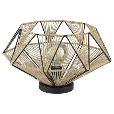 43775 Потолочный светильник ADWICKLE, 1Х40W, E27, H260, ?445, сталь, черный/текстиль, натуральный