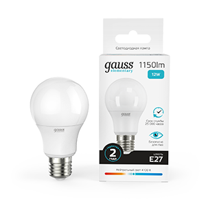 Gauss Лампа Elementary A60 12W 1150lm 4100K E27 LED, 23222