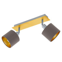 97537 Спот VALBIANO, 2х10W (E14), L320, B70, сталь, латунь брашир., никель матовый/текстиль, капучин