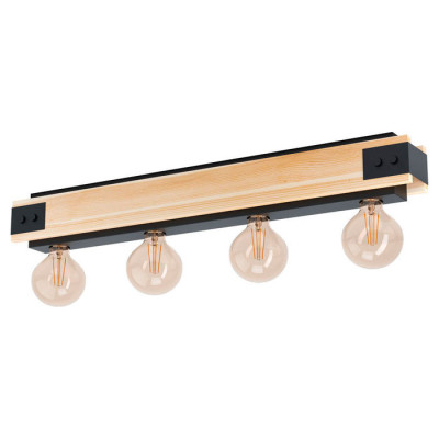 43466 Потол. светильник LAYHAM, 4х60W (E27), L760, B85, H100, дерево, сталь, черный