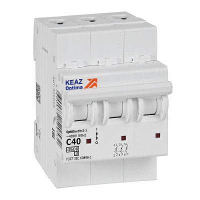 КЭАЗ OptiDin BM63 Автоматический выключатель 3P 40А C 4,5кА AC (BM63-3C40-4,5-УХЛ3)