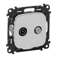 Legrand Valena ALLURE.Розетка TV-SAT двухкабельная.С лицевой панелью.Алюминий, 753958