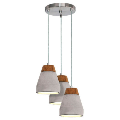 95526 Подвес TAREGA, 3х60W(E27), ?250, H1500, сталь, cерый/дерево, бетон, коричневый, серый
