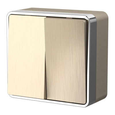 Werkel W5020010/ Выключатель двухклавишный Gallant (шампань рифленый), a051044