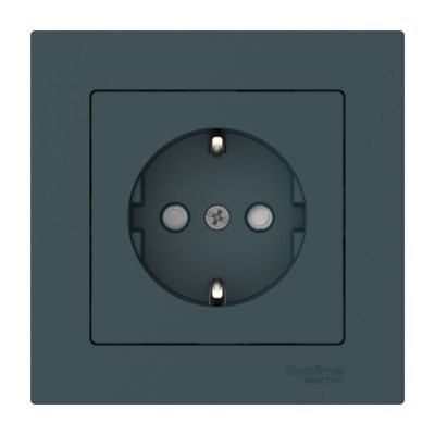 ATN000844S - ATLASDESIGN РОЗЕТКА с заземлением со шторками, 16А, в сборе, быстрозажим. клем., ИЗУМРУД, Systeme Electric