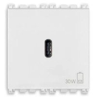 Vimar Зарядное устройство, поддерживающее быструю зарядку, с разъемом USB-C 30W, 2 модуля, белое, 19298.B