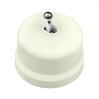 Bironi Выключатель 1-кл. перекрестный,  пластик, цвет Слоновая кость, Серебро (тумблерный), B1-233-211-S