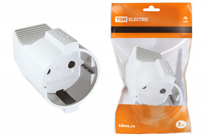 Кабельная розетка 2П б/з с з/ш 10А 250B белая TDM Electric, SQ1806-0029