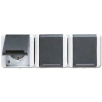 Тройная  горизонтальная SCHUKO-розетка 16A 250V ~; для накладного монтажа IP44, 8230W