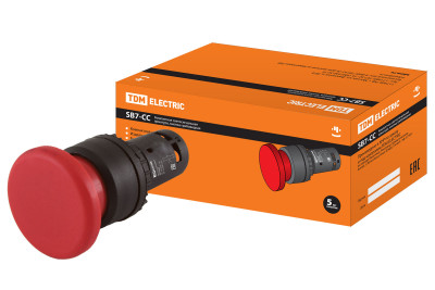 Кнопка грибовидная SB7-CC45 d35мм 1з+1р красная TDM Electric, SQ0746-0047