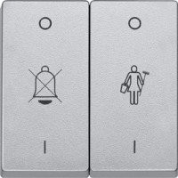 SМ Клавиша 2-ная с линзами и c cимволами "Вызов горничной", "Не звонить", алюм.