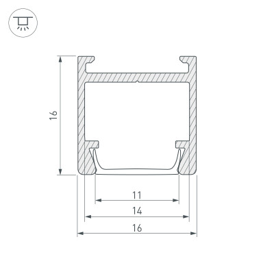 Профиль PDS-H16-2000 ANOD (Arlight, Алюминий), 023858