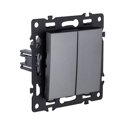 Выключатель кнопочный 2-клавишный 10А/250В, серый Kollinger Asthetik AS-025GY