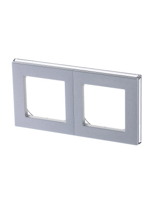 ABB EPJ Levit серебро / дымчатый чёрный Рамка 2 поста