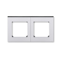 ABB EPJ Levit серебро / дымчатый чёрный Рамка 2 поста